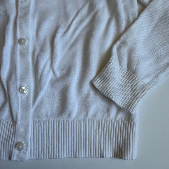 Lands End School Uniform Girls Cotton Modal Cardigan Sweater White Small 6-7 - Picture 3 of 8